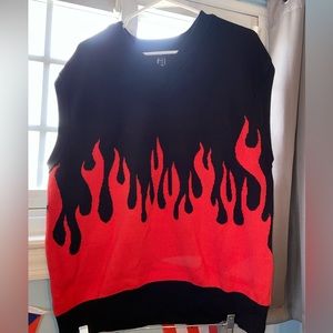 Forever 21 Tank Sweater (Small) Red Flame/ Black